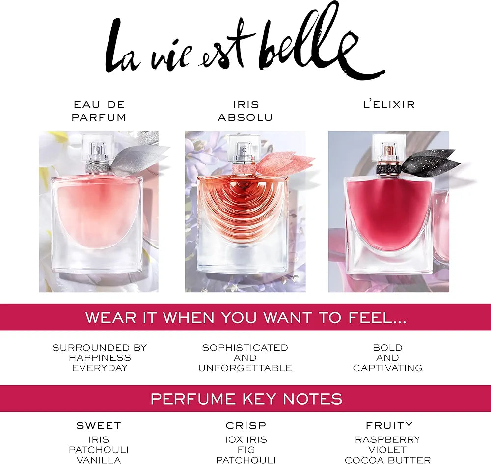 Lancôme La Vie Est Belle L'Elixir Eau de Parfum - Long Lasting Fragrance with Raspberry, Violet & Cocoa Butter - Floral Women's Perfume